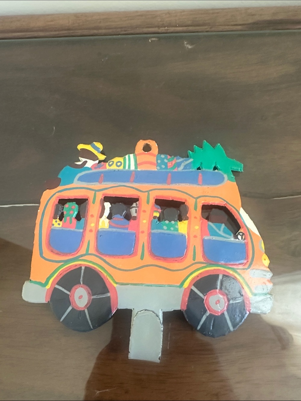 Vintage Caribbean Folk Art Hand-Painted “Tap Tap” Bus Key Holder